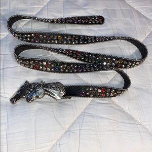 Vintage Rhinestone Belt w/Horse Head Buckle